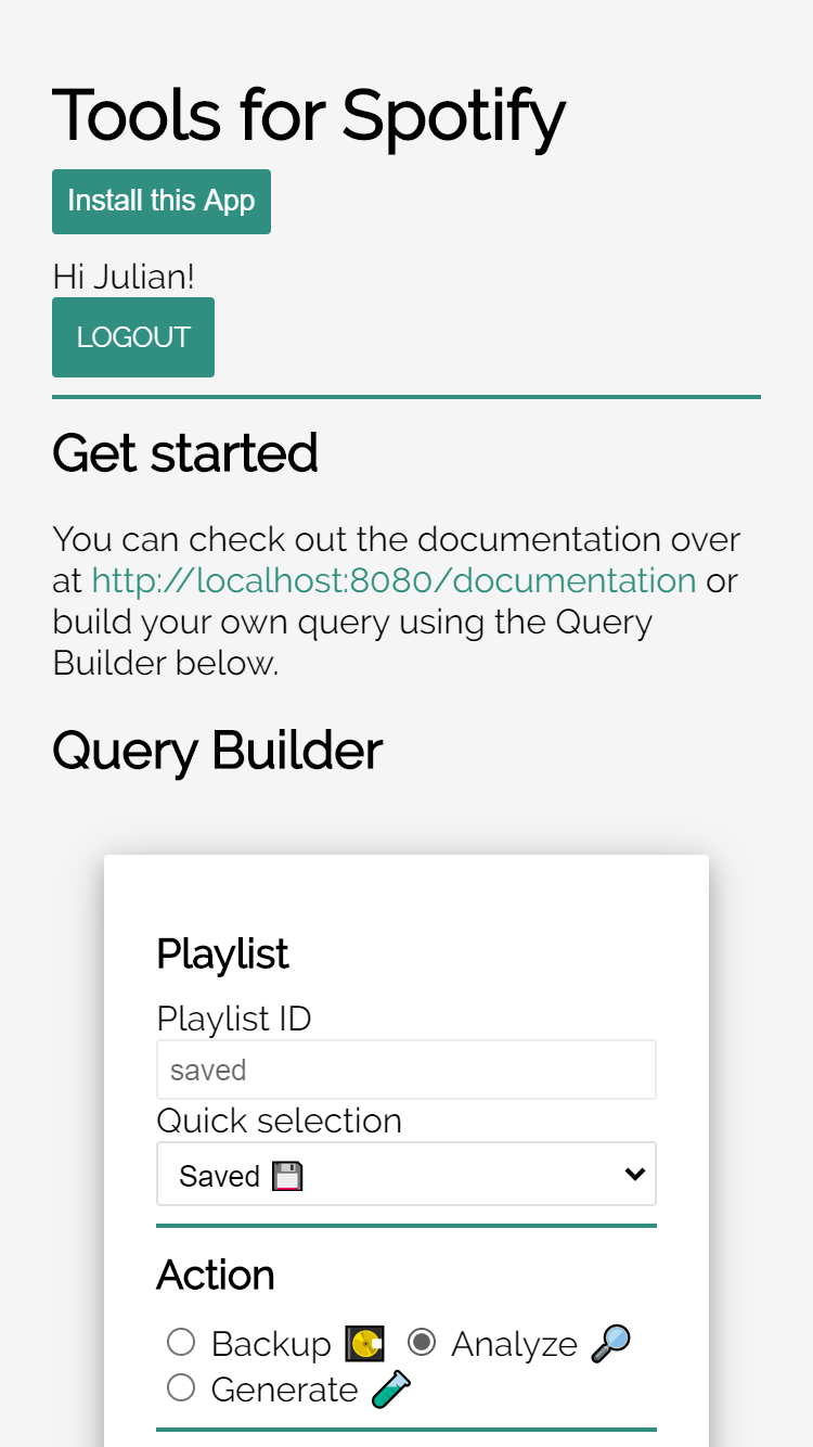 toolsforspotify screenshot
